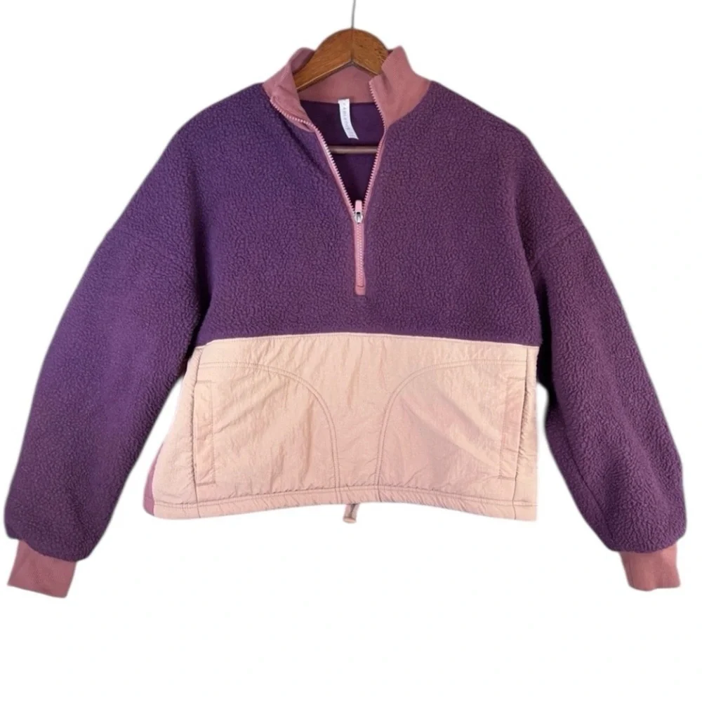 Fabletics Mallory Fleece Pullover Sweatshirt Maroon Woman’s XS